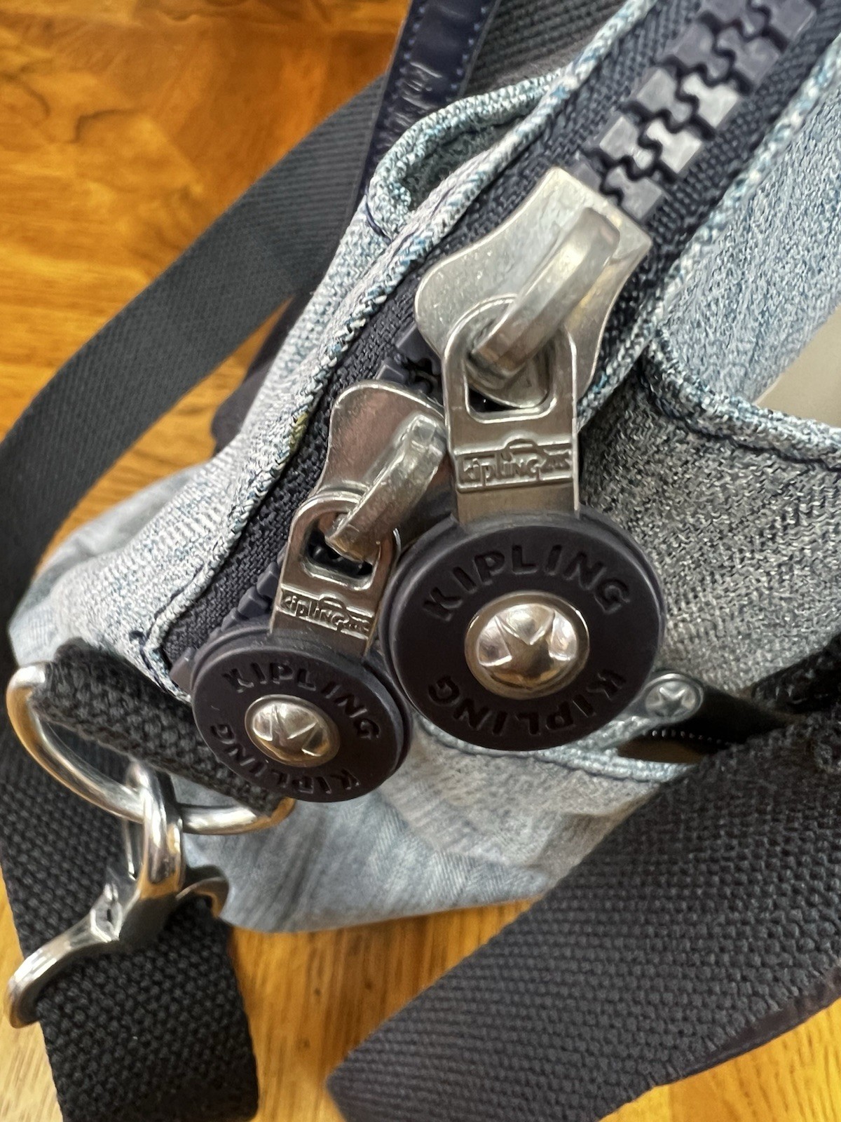 Kipling Felicity Indigo Chambray Double Handle Crossbody Organizer Bag Purse **