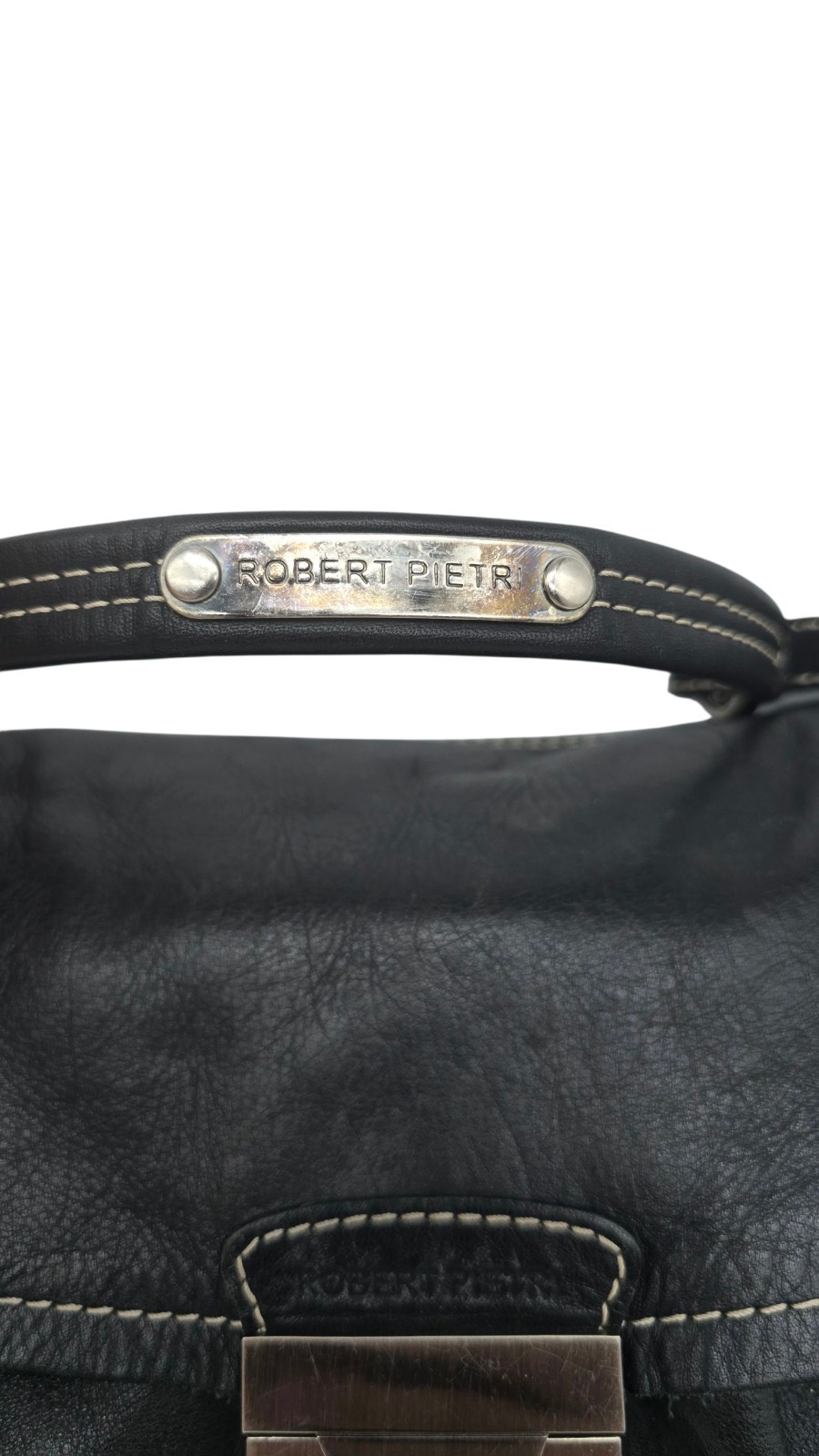 Vintage Robert Pietri Black Leather Shoulder Purse Handbag-Made In Spain
