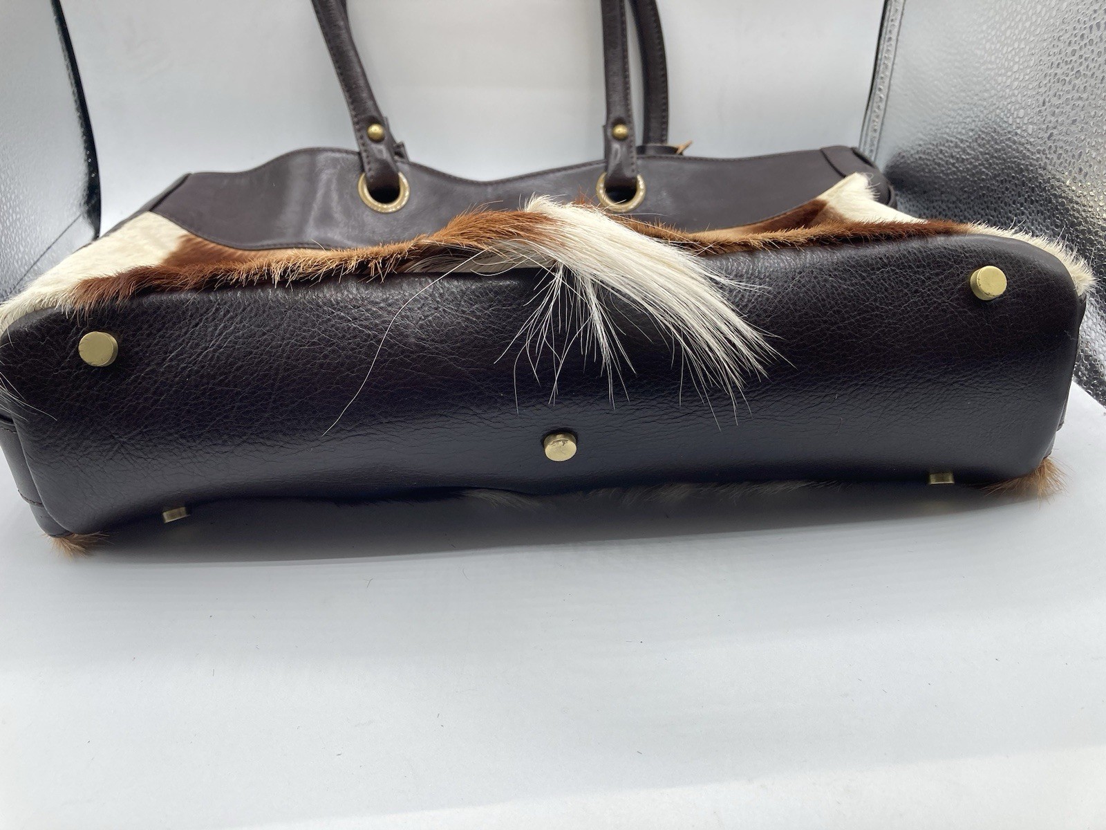 Diane Gail South African Springbok Fur Leather Trim Deer Fawn Purse Handbag EUC