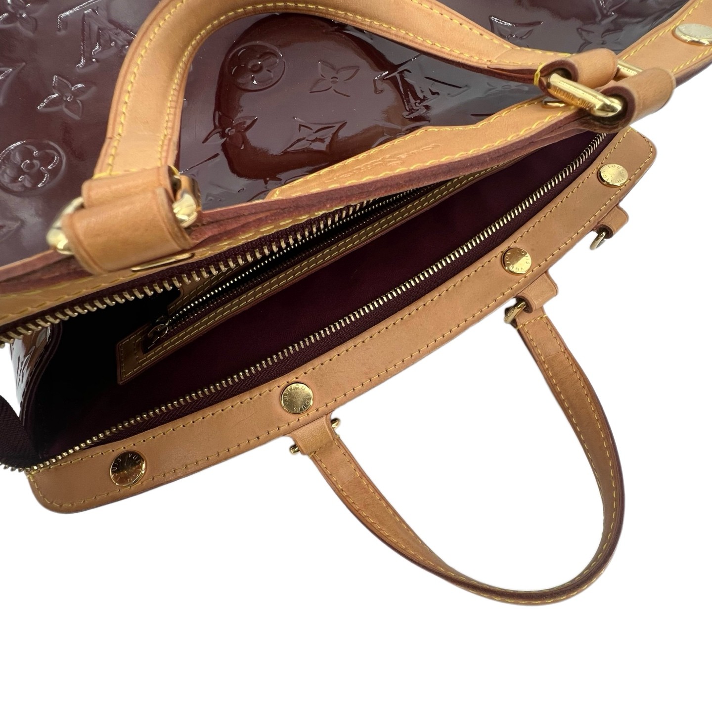 LV Monogram Vernis Normal Cherry Red Patent Leather 2Way Bag US Ship