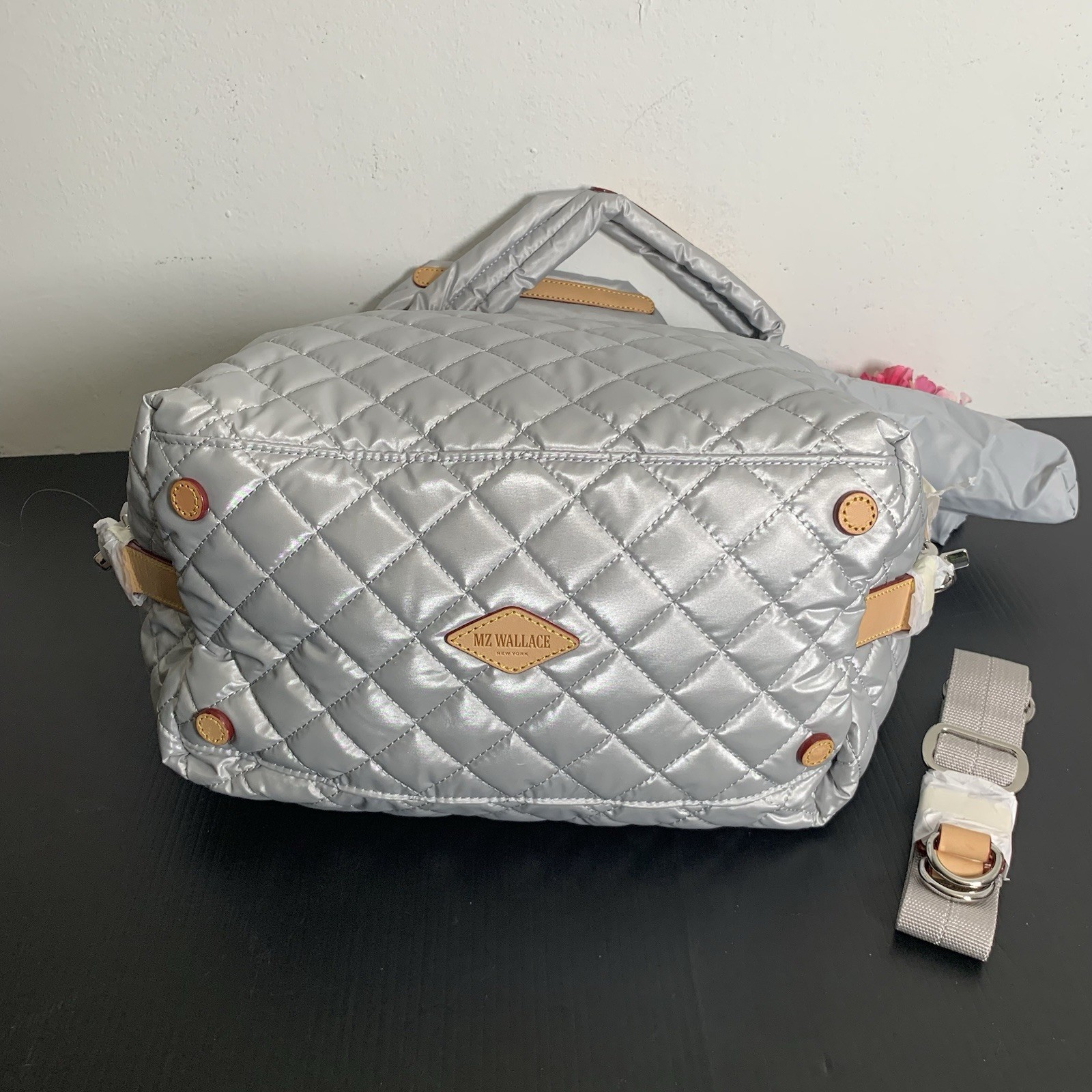 MZ Wallace – Sutton Deluxe Oyster Metallic Quilted Tote Bag – Style: 1285X1917