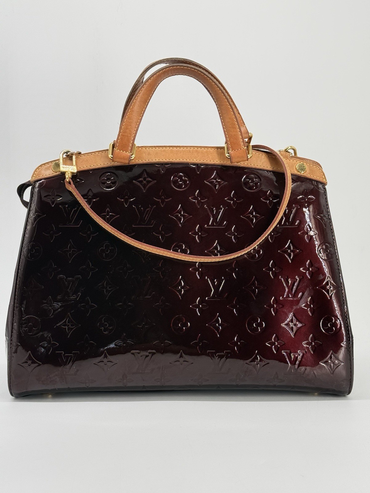 Louis Vuitton Amarante Monogram Vernis Brea MM Top Handle Shoulder Bag