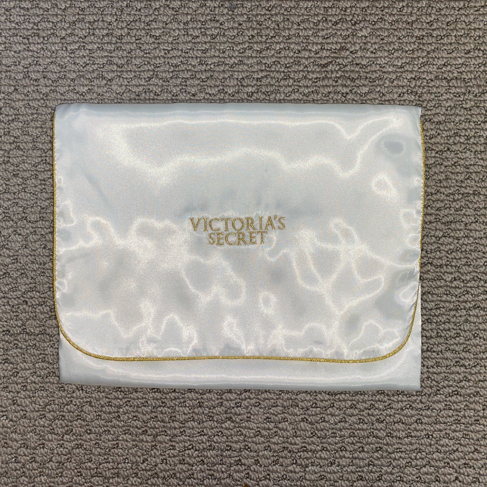 Vintage VICTORIA’S SECRET Ivory & Gold Satin Lingerie Pouch 100% Polyester, EUC