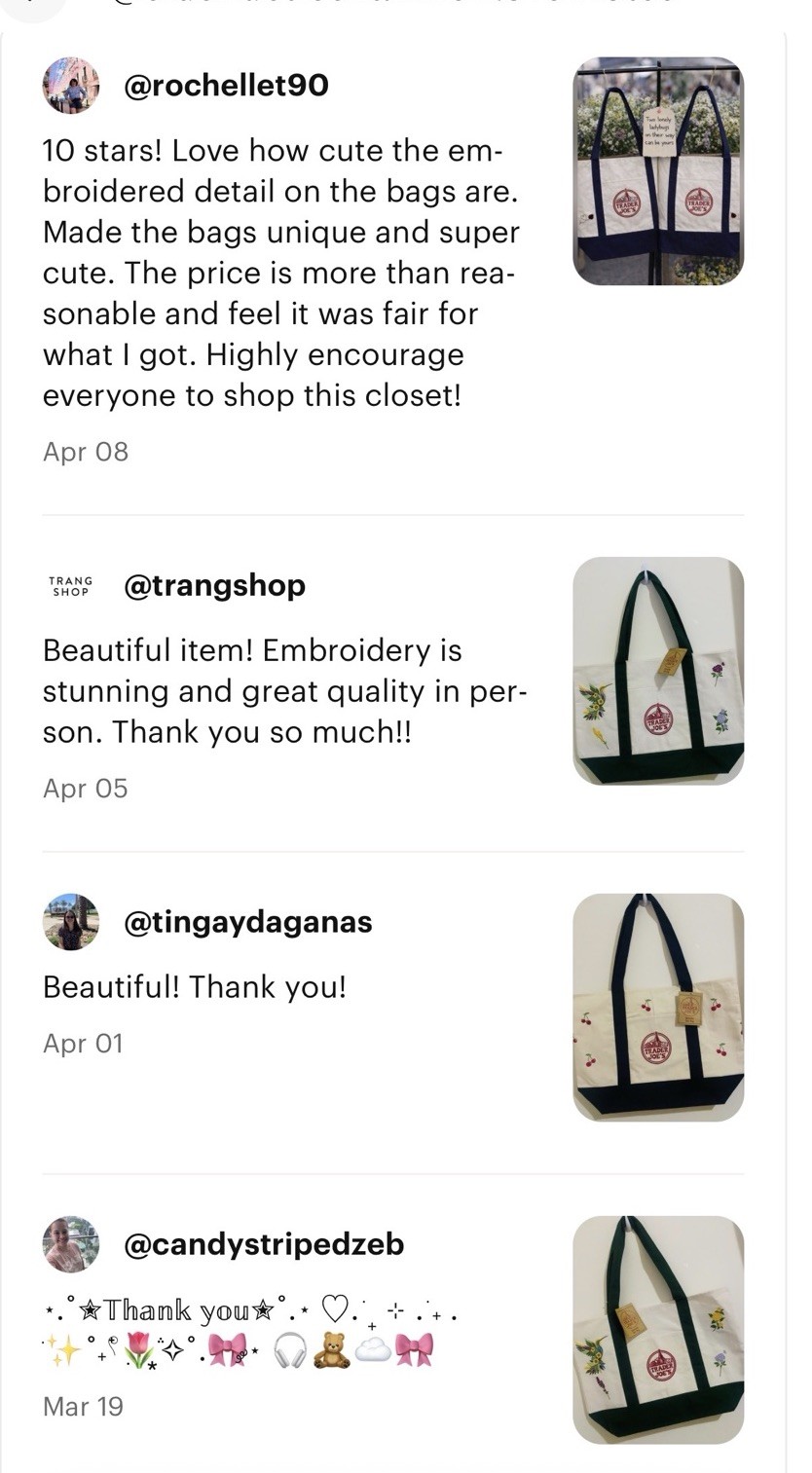 💙Trader Joe’s Mini Canvas Tote Bags with Custom Embroidery