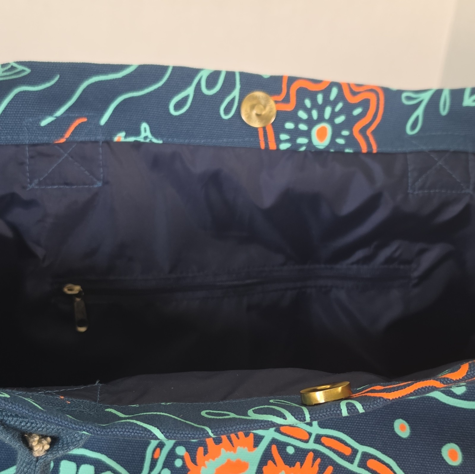 Sand Cloud Reef Turtles Beach Tote Set w/ Zip Pouch Snap Closure Lined Blue