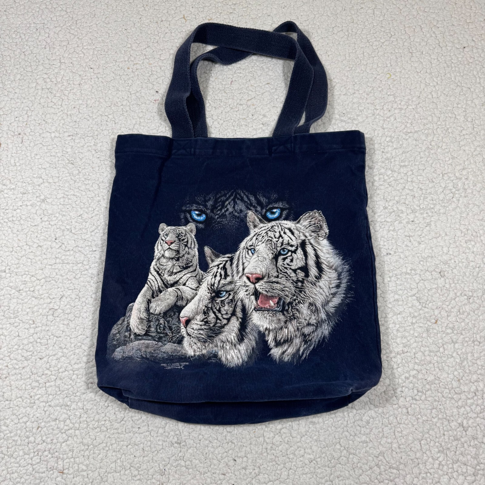 Vintage Polar Graphics White Tiger Canvas Tote Bag 90’s All Over Print