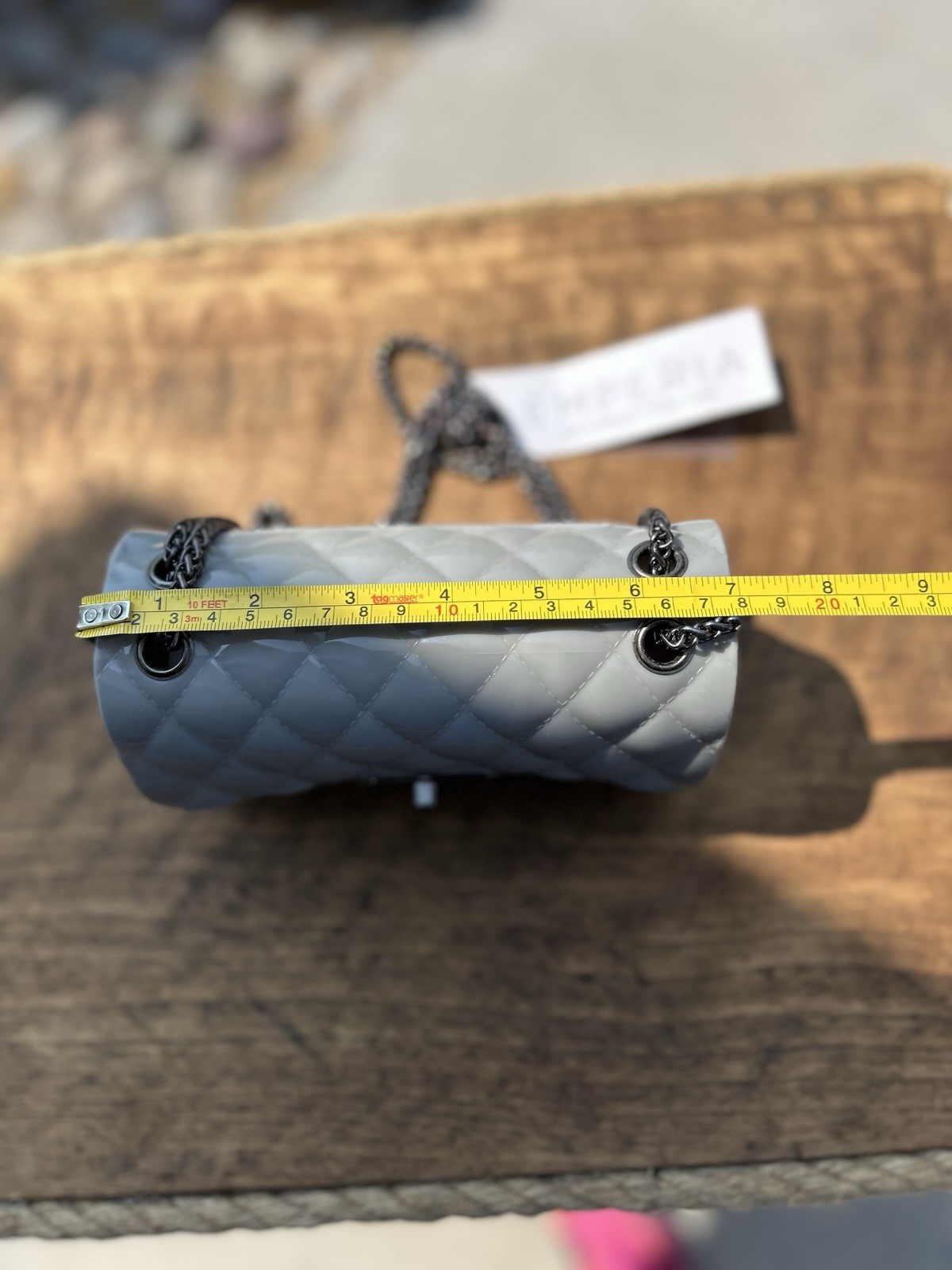 Emperia Gray Quilted Jelly Mini Crossbody Bag Gunmetal Chain NWT