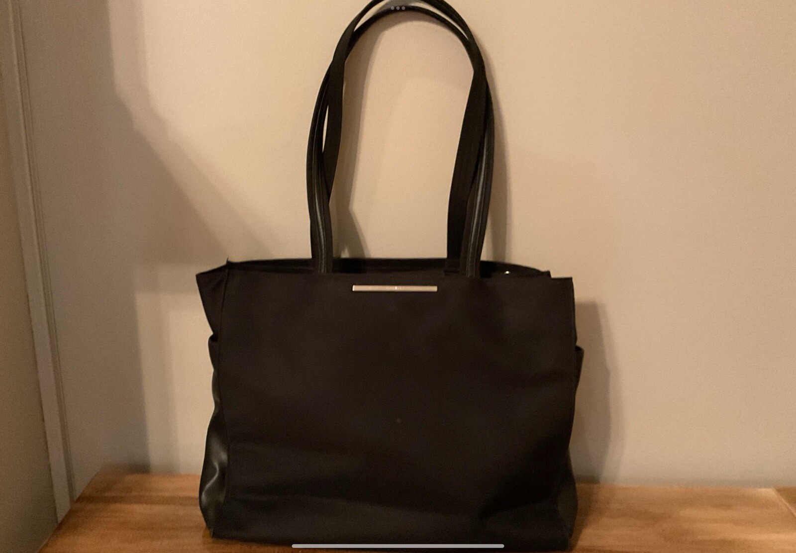 Nine West Nylon And Faux Leather Tote Bag Womens Black