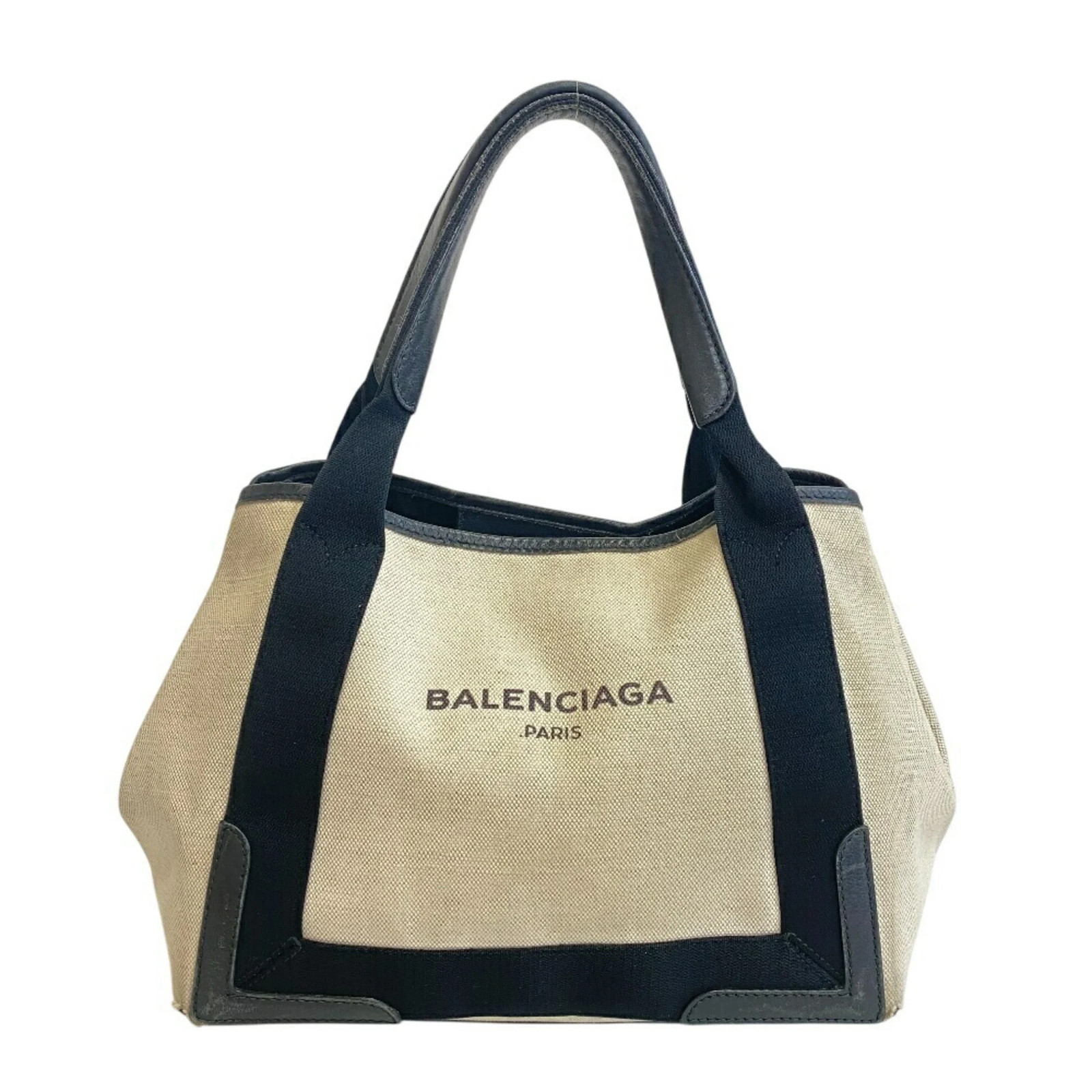BALENCIAGA 339933 Navy Cabas S Tote Handbag, Beige, Women’s GZl1f7vf