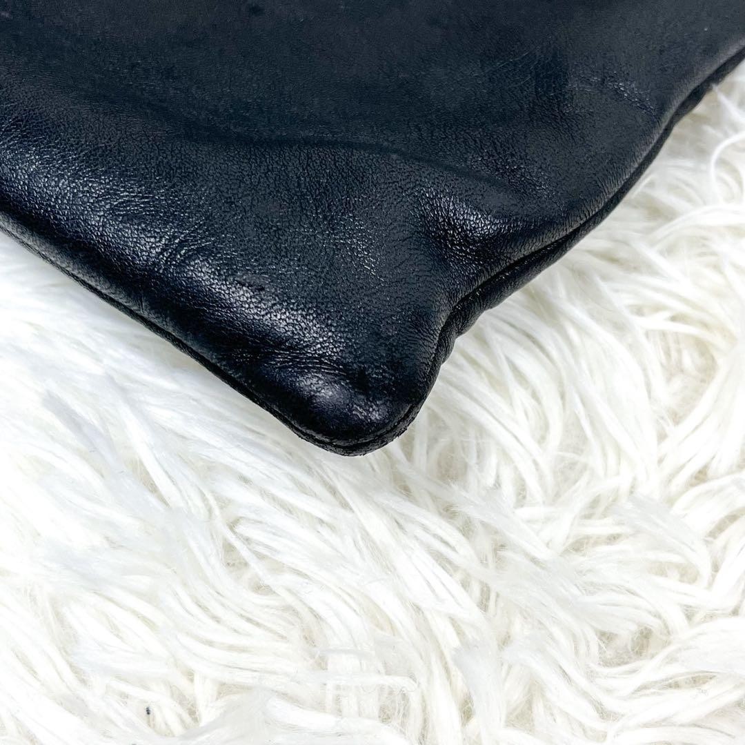 LOEWE Anagram Embossed Leather Shoulder Bag Black 27.5cm Crossbody Bag