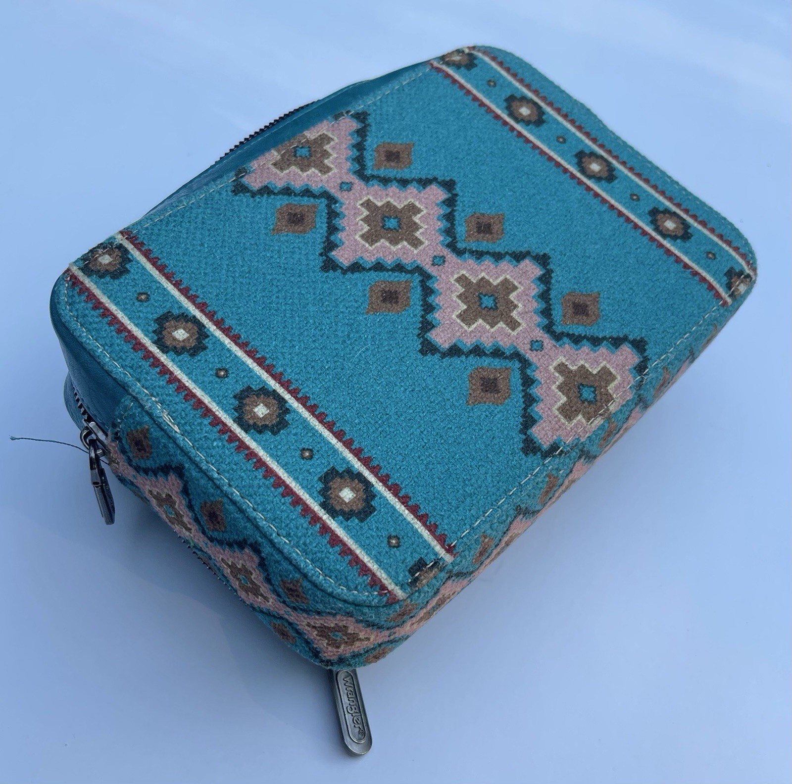 Wrangler Crossbody Bag Boho Aztec Small Multi Pocket Crossover Purse Turquoise