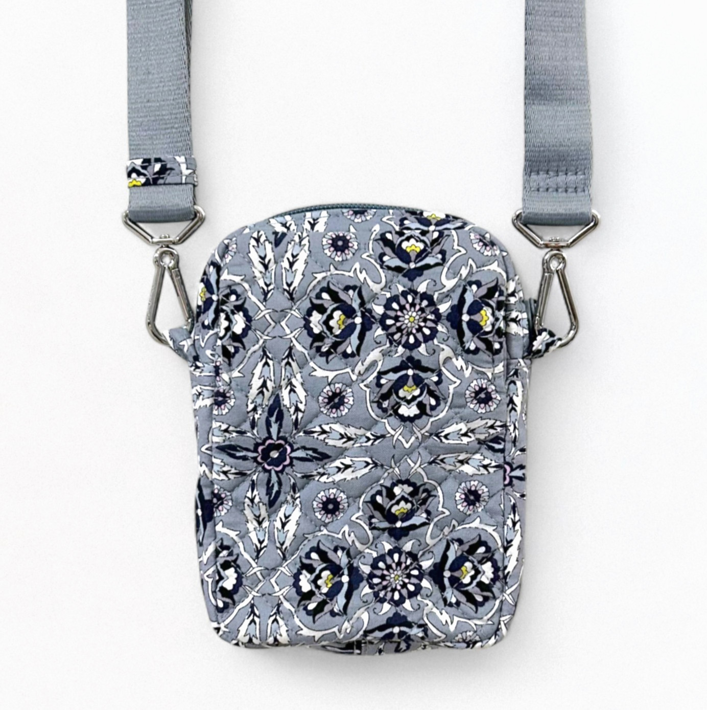 Vera Bradley Plaza Tile Small Convertible Crossbody Bag Gray Signature Cotton