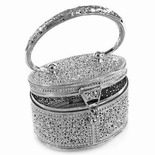 Filligree Flower Engrave Purse Handmade 925 Sterling Silver $2.849 USD. New