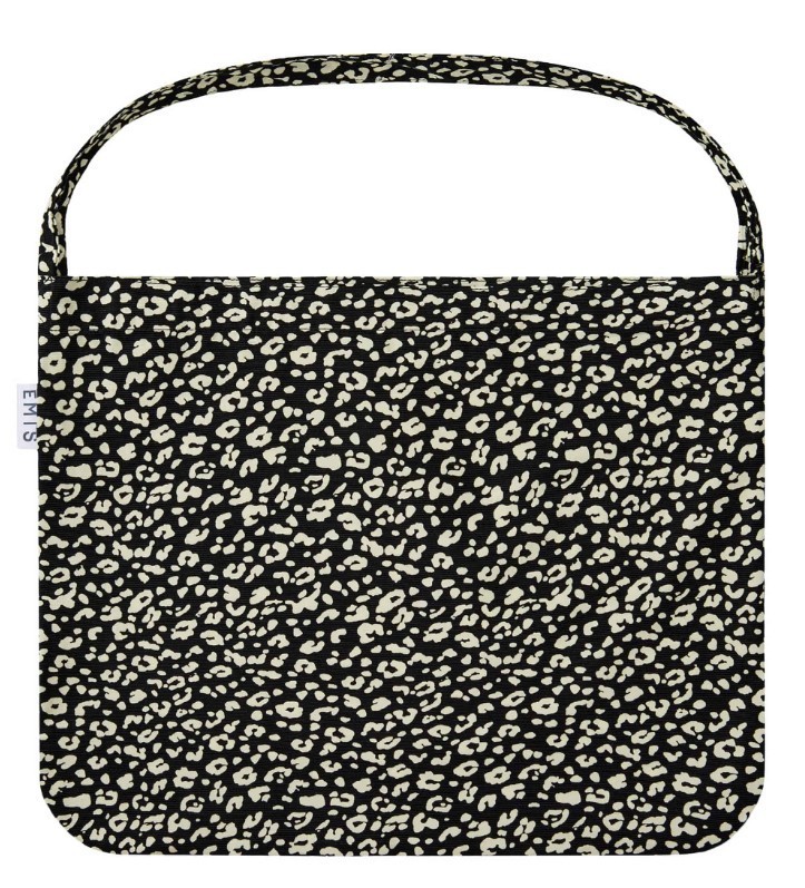 EMIS Logo Leopard Eco Bag Black Cotton Tote Shoulder Bag Korea Authentic New