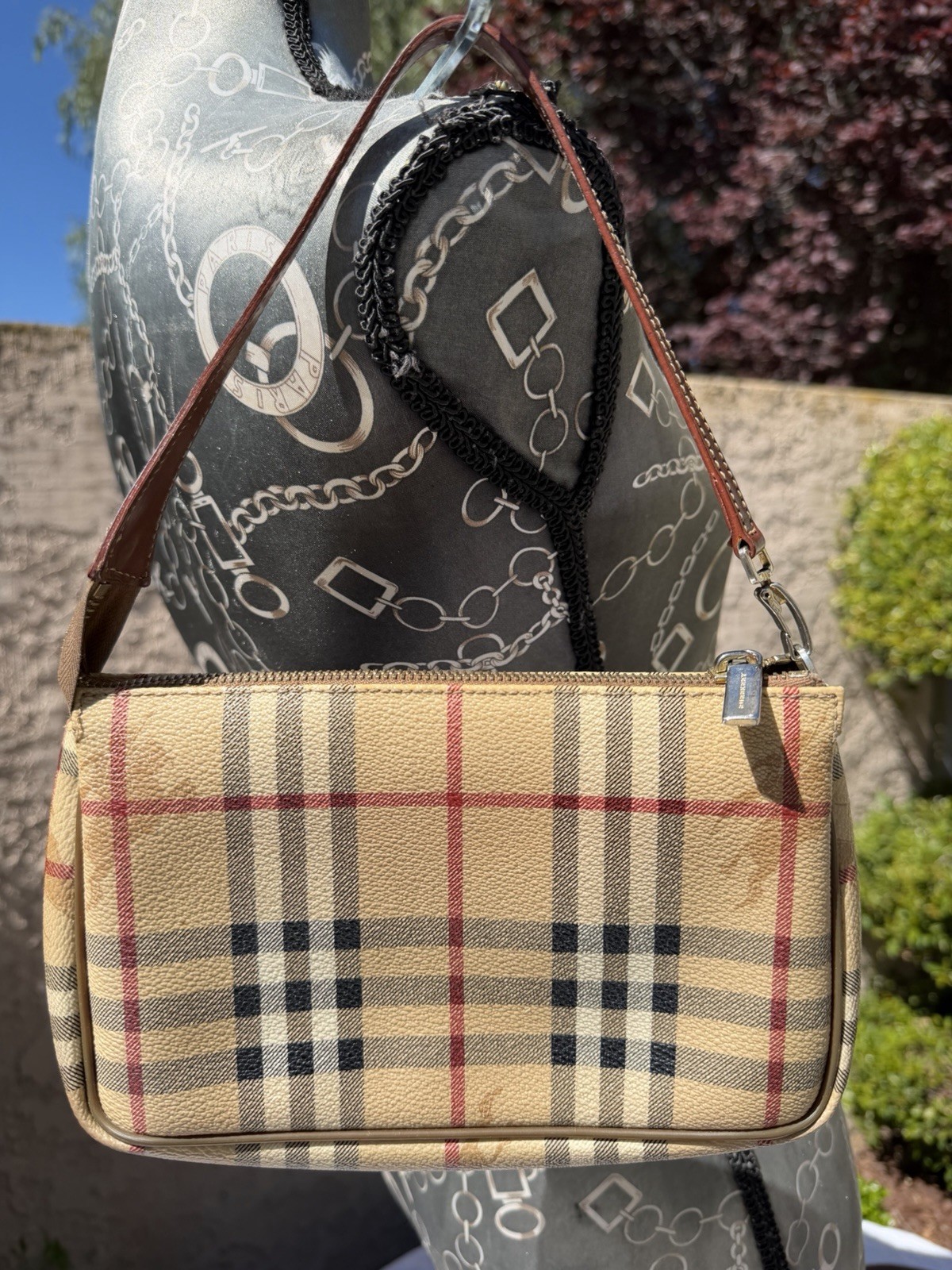 Vintage Burberry London Nova Check Plaid Haymarket Purse Clutch Bag Pochette Y2K