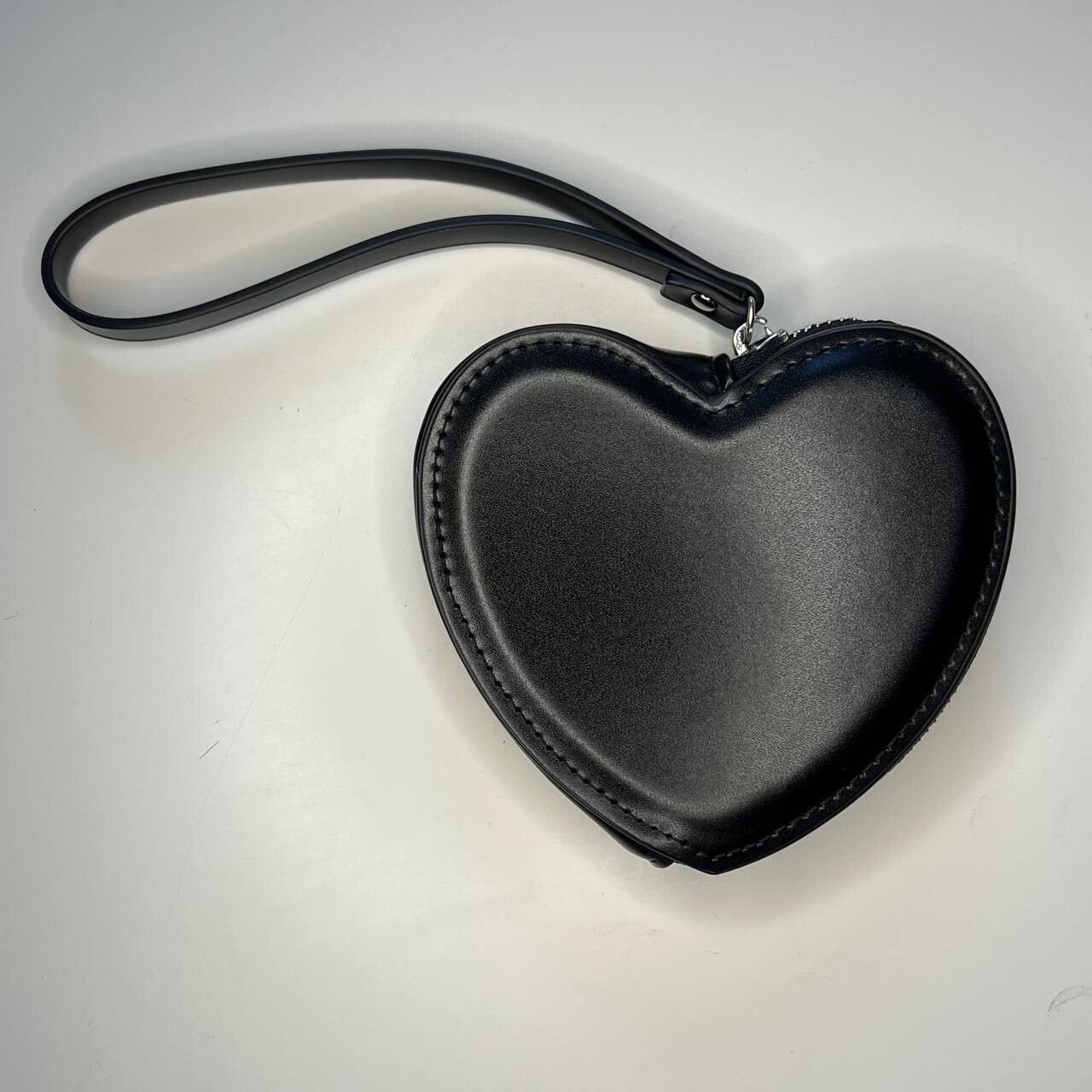 Leather Heart Shaped Wristlet Small Bag, Cute Girly Heart Pouch