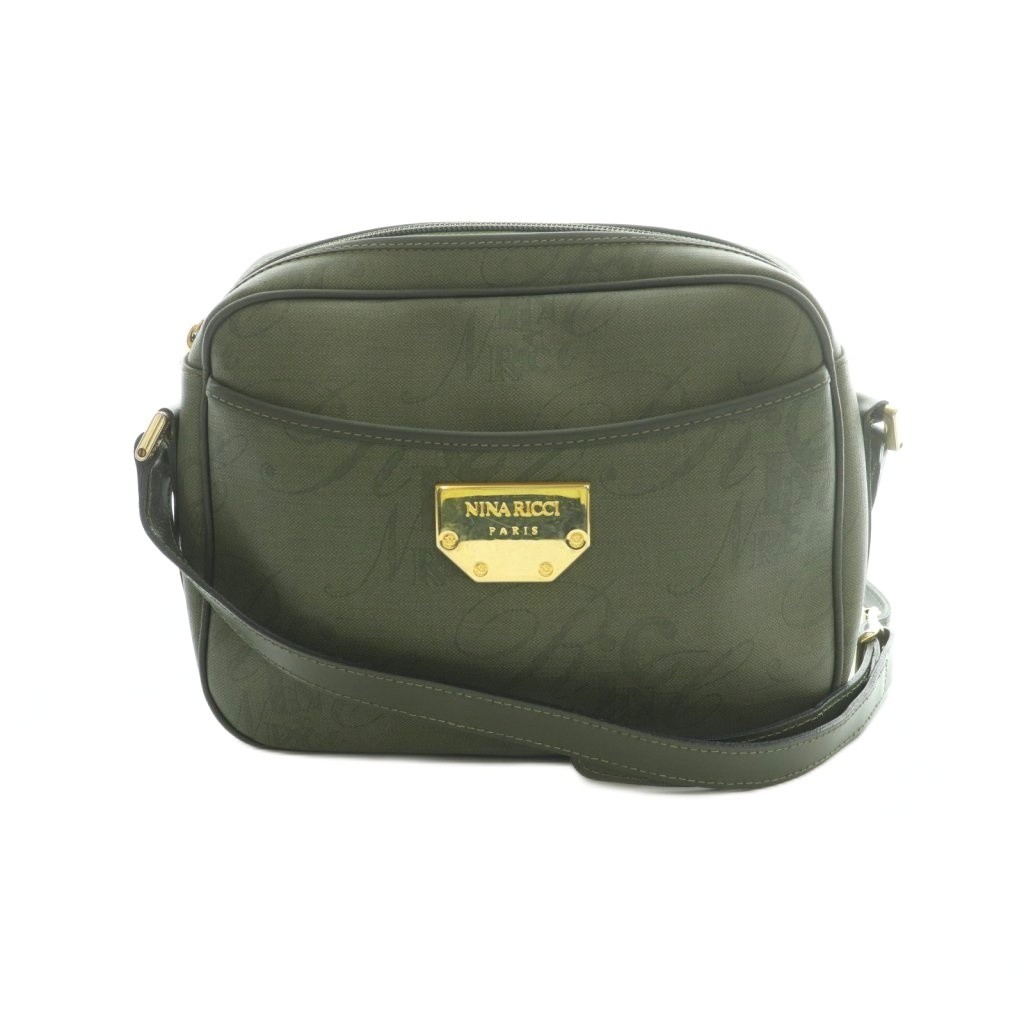Nina Ricci Green Leather Shoulder Bag AB Vintage 18.5cm x 27cm Crossbody