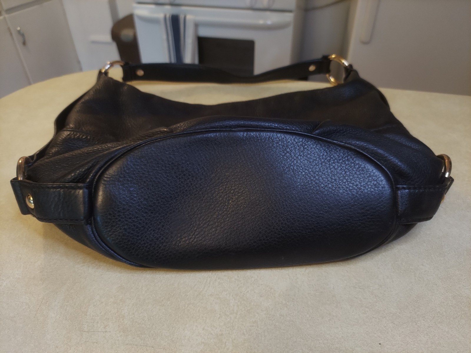 MICHAEL KORS Black Leather Fulton Hobo Shoulder Bag 14″ W x 12″ H