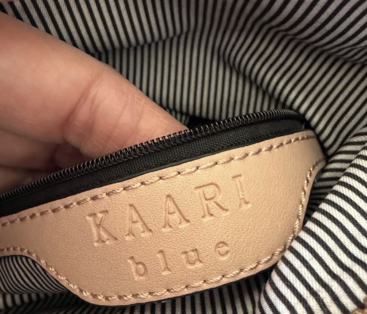 KAARI BLUE Pink Foldover Clutch Wristlet Zip/Magnetic, Striped Lining, Pockets