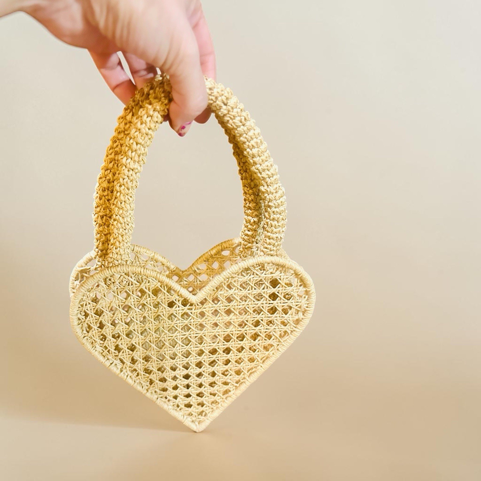 J. Crew Small Heart Straw bag NWOT