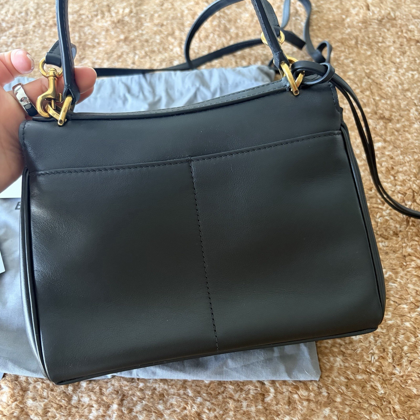$2990 Balenciaga Black Mini Rodeo Handbag with Brushed Gold Hardware