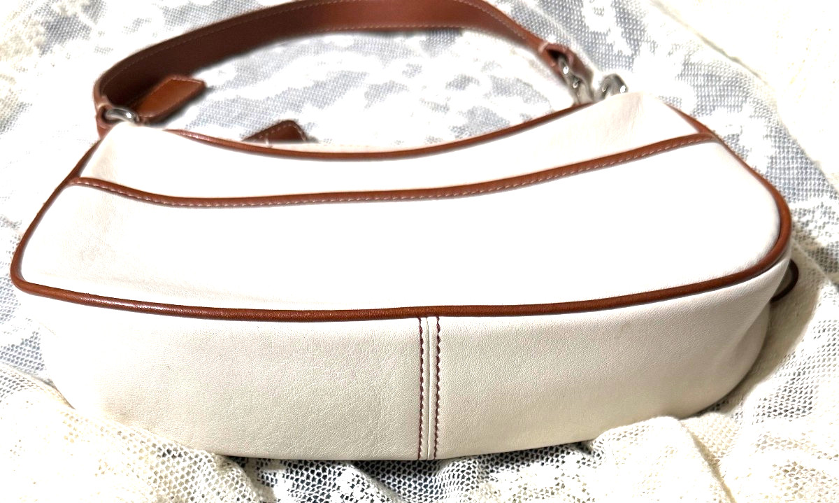 Vintage Coach White Cognac Leather Small Hobo Shoulder Bag Dust Bag Booklet Y2K