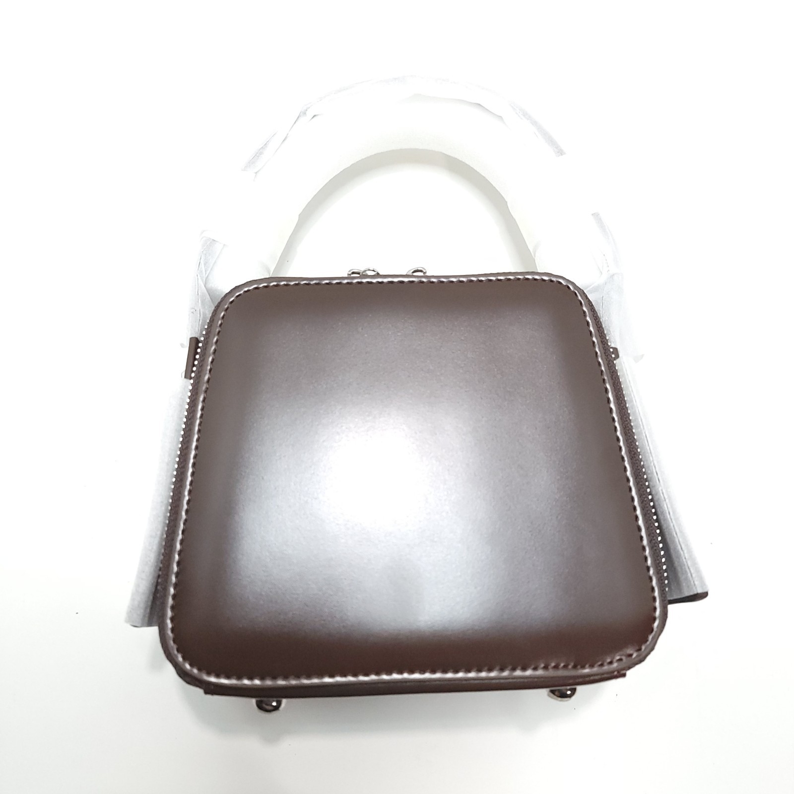 Leather Small Crossbody Tote Handbag Brown 8.7×5.5×3.5in