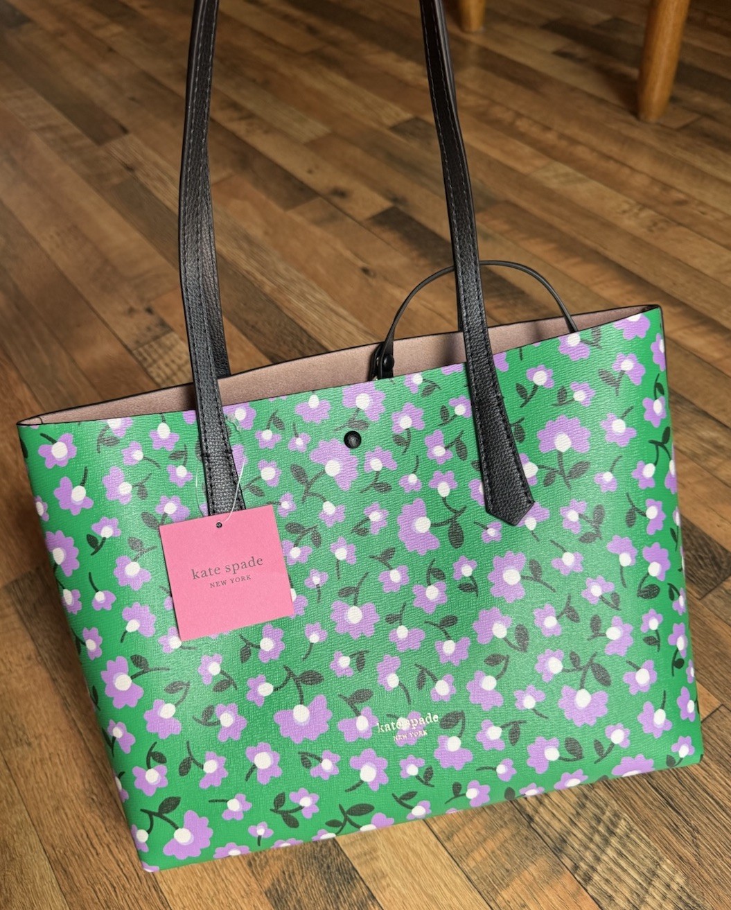 Kate Spade Molly Party Floral Small Tote Green With Zipper Pouch New With Tags