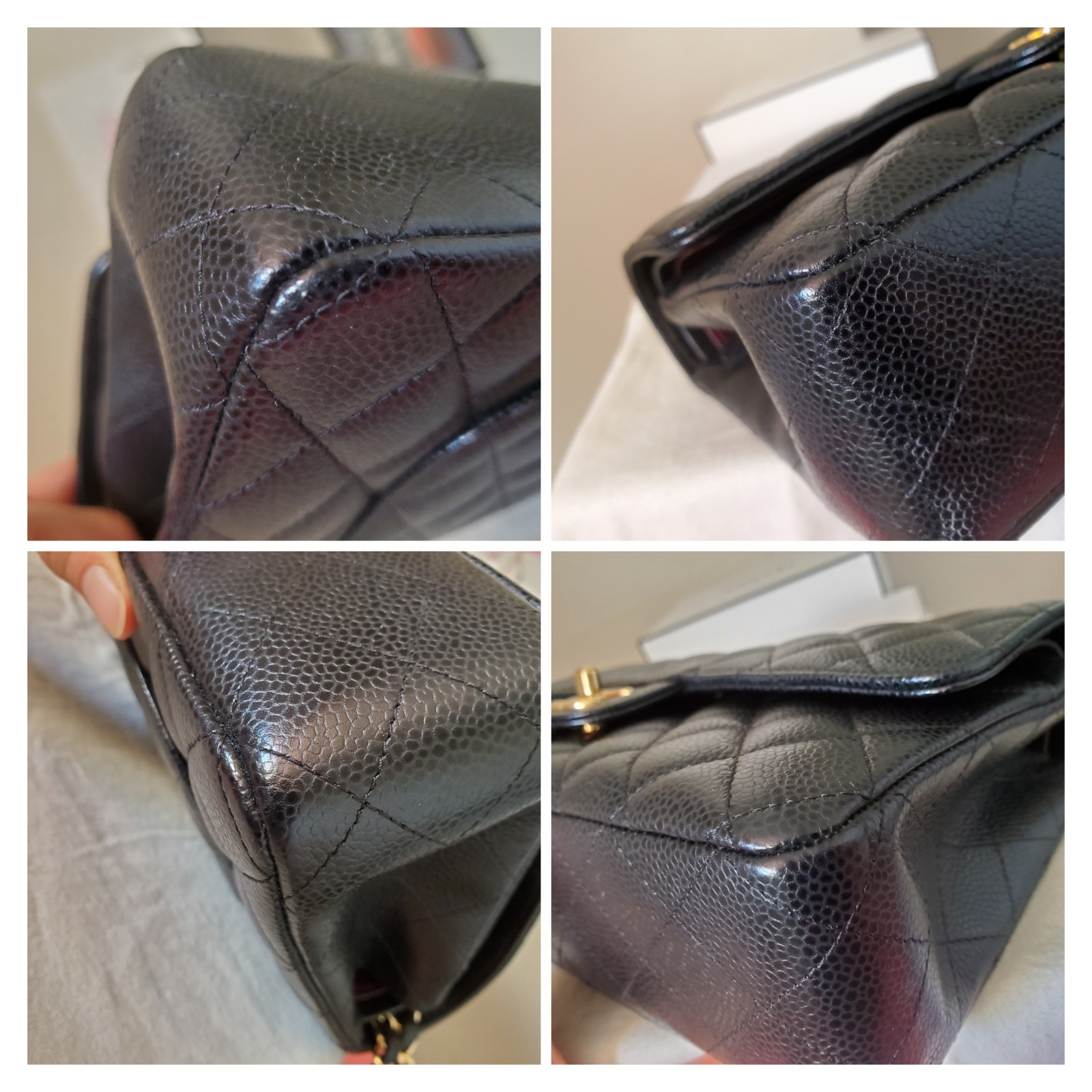 $11,700 CHANEL Classic Medium double Flap Bag black caviar gold hw