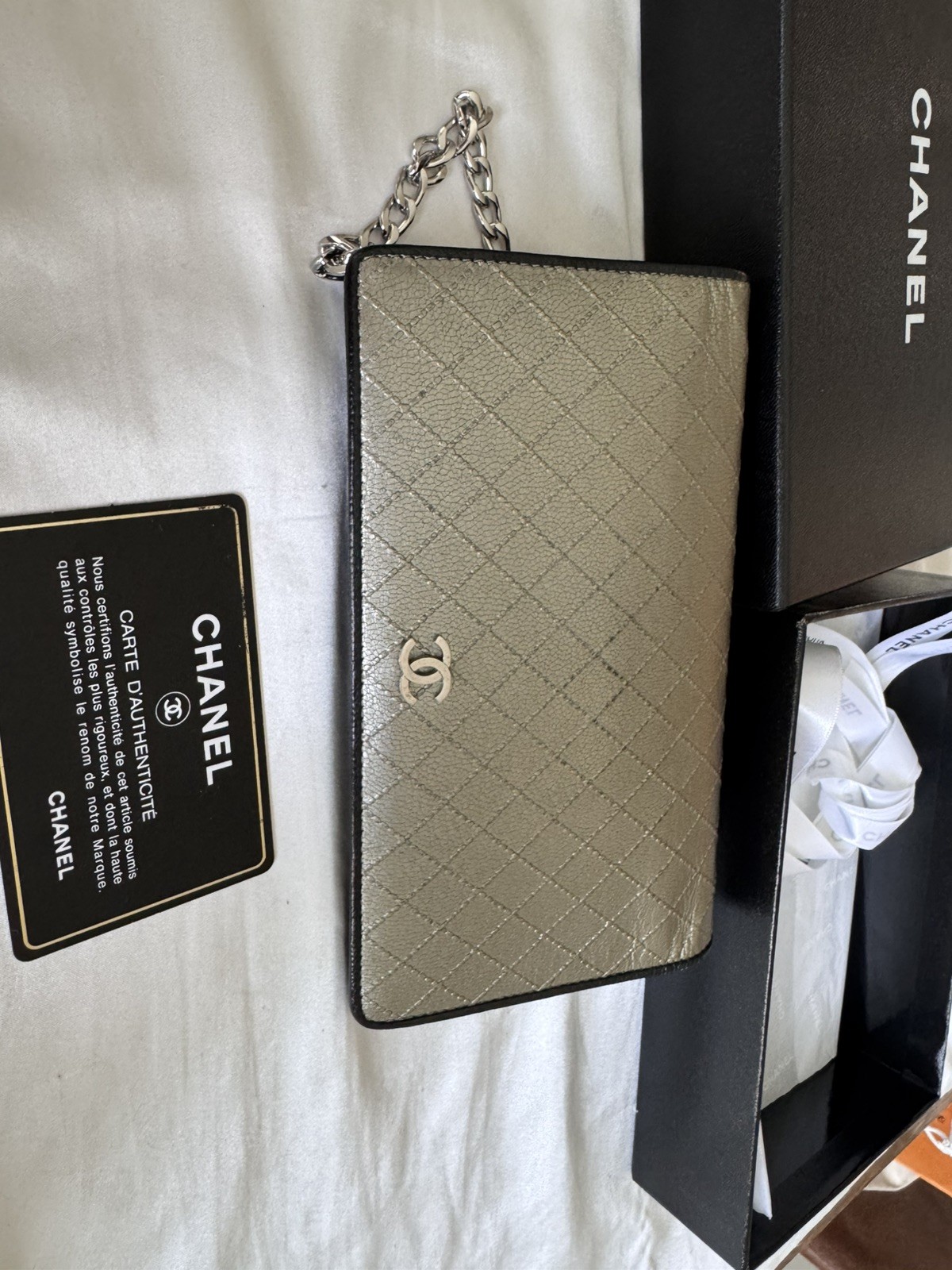 AUTHENTIC CHANEL Wallet on Chain-metallic / Gold hardware Crossbody Bag