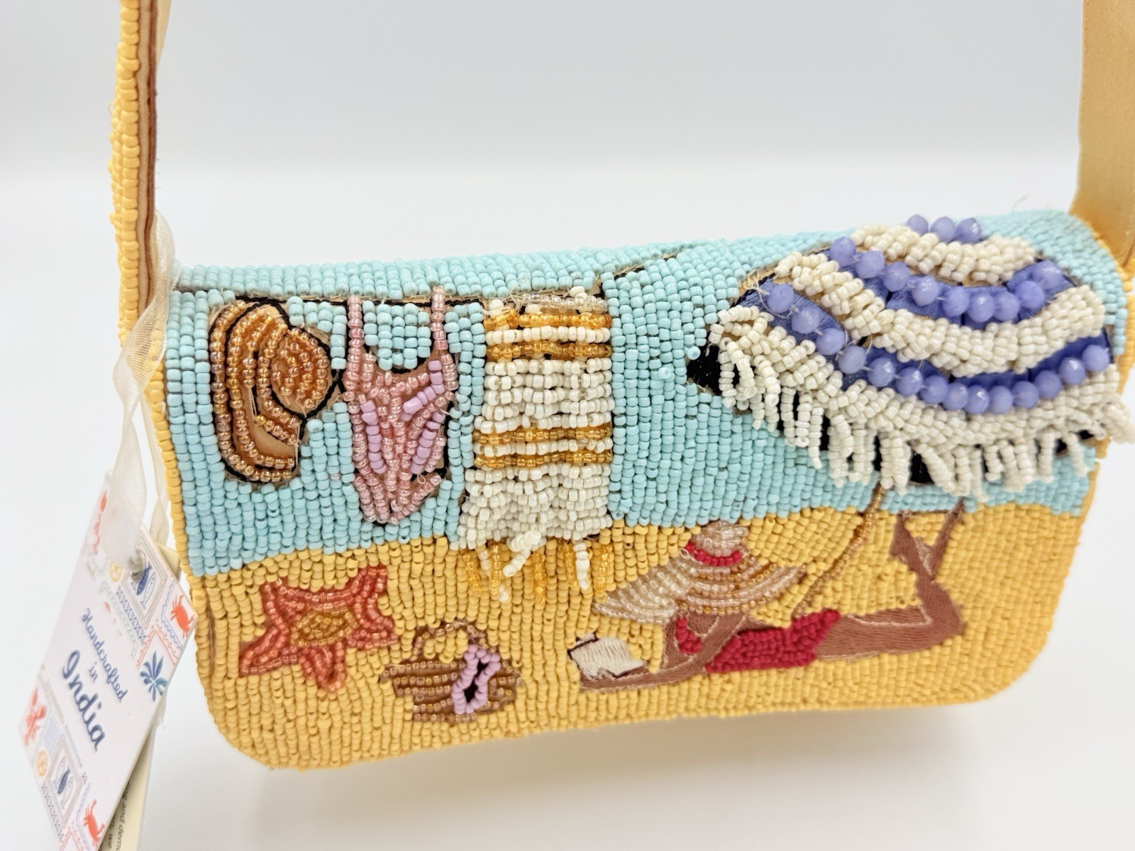 Beaded Purse Handcrafted In India Viral Ocean Beach Scene Crossbody Bag TikTok