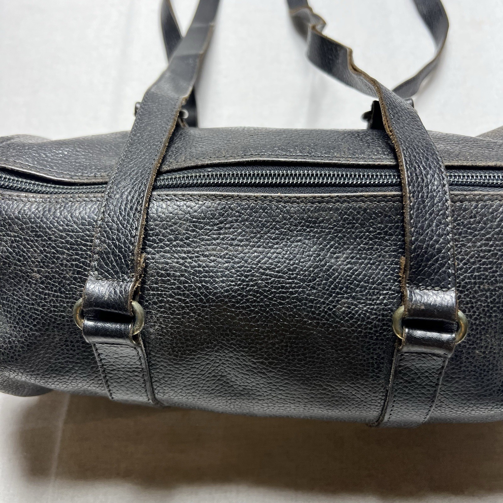 VTG Furla Italy Genuine Leather Shoulder Bag Black Leather Distressed Handbag