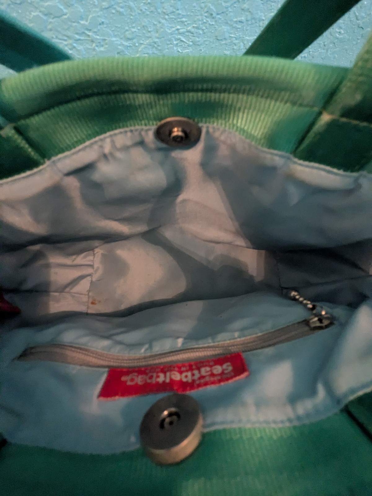 Harveys Original Small Seat Belt Bag Tote Purse Green Double Handles