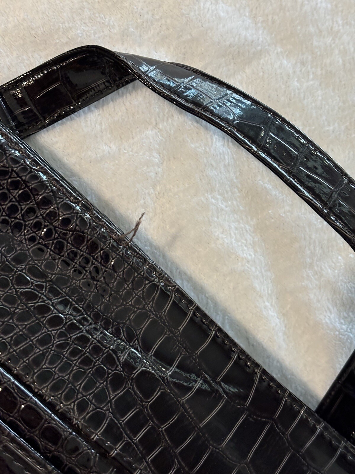 JM New York Luxury Tote DARK BROWN Croc Pattern Large || 20x13x5.5 || PRE-OWNED