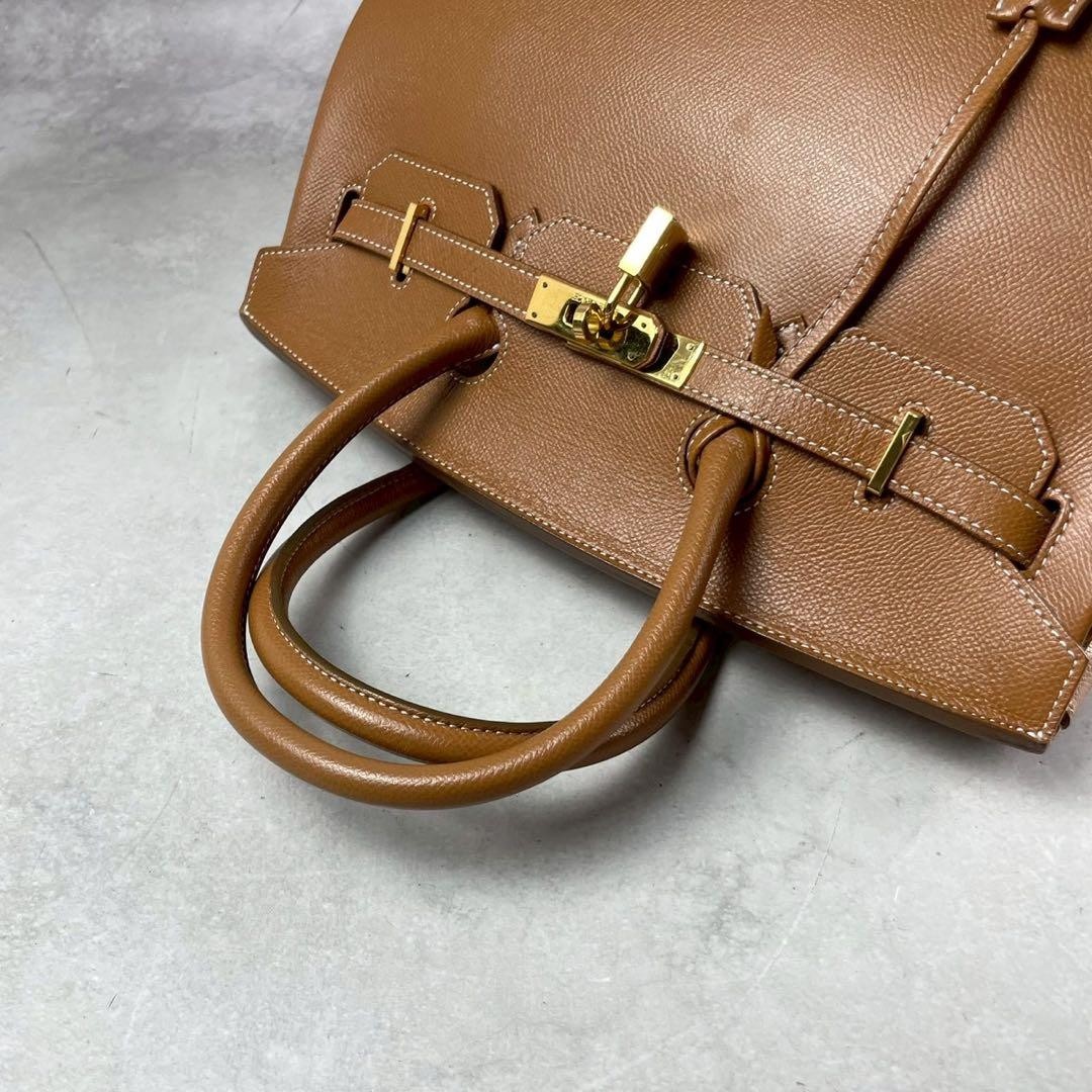 ROYAL GRACE Tote Bag Handbag Brown Leather A4 Fit Lock Flap Used