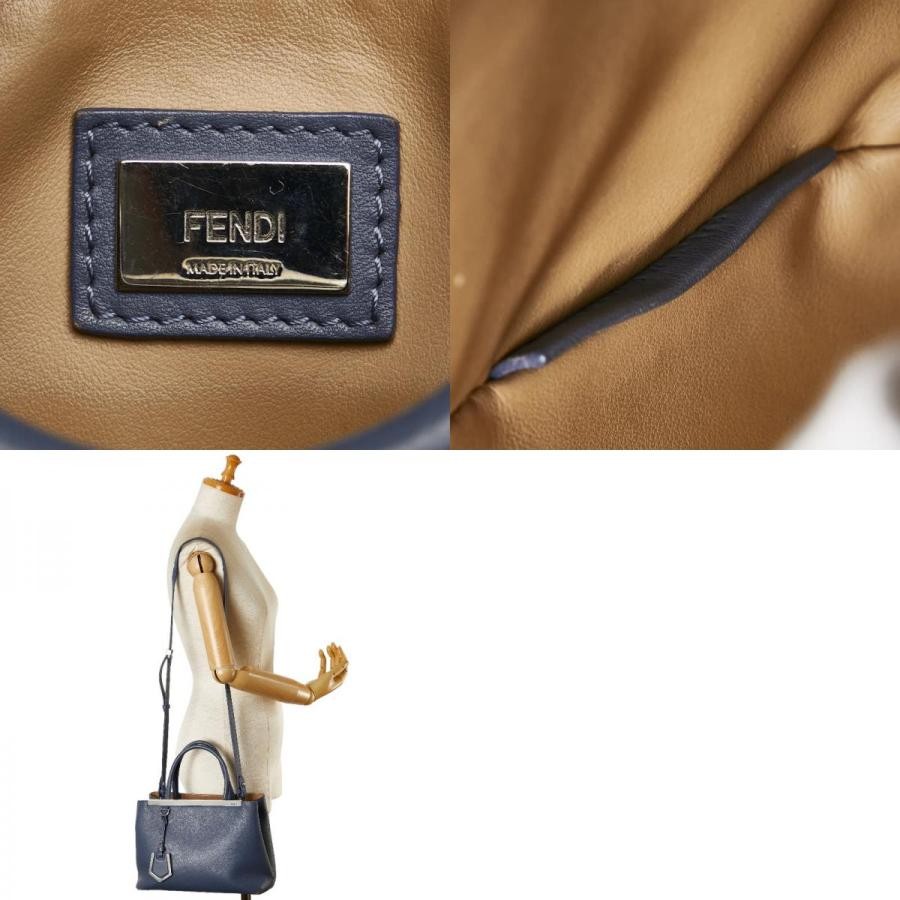 FENDI Petit 2Jours 2WAY Bag Blue Leather Used