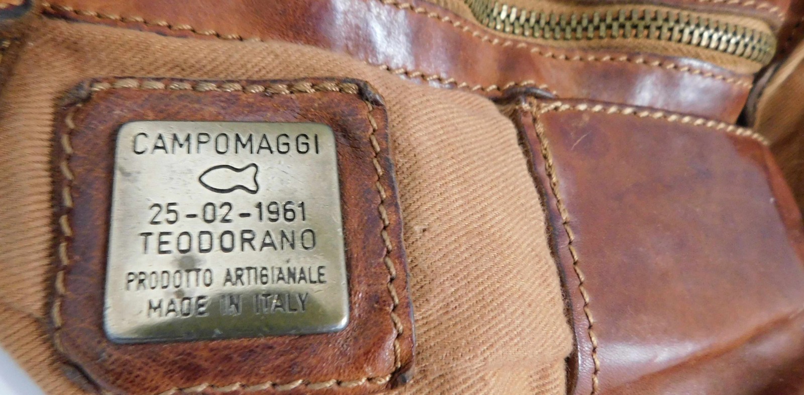 Campomaggi Brown Leather Woven Leather Studded Shoulder Bag Italy $600rt