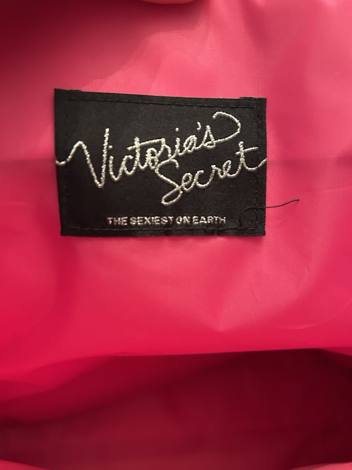 Victorias Secret Large Tote Bag Silver Vinyl Super Model Heidi Klum Faux Leather