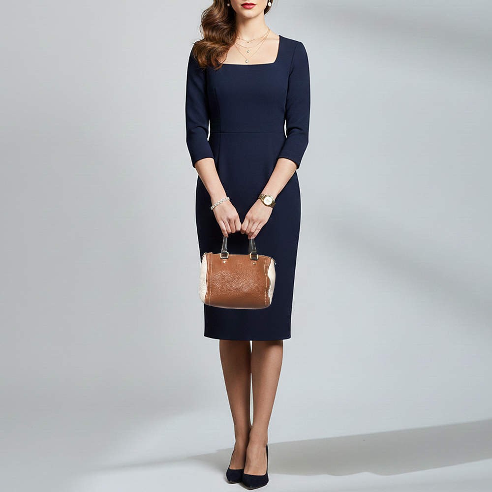 CH Carolina Herrera Andy Mini Tri Color Leather Boston Bag