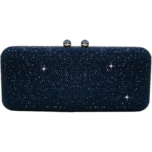 New Boutique De FGG crystal-embellished clutch, sparkling design. 2 size straps