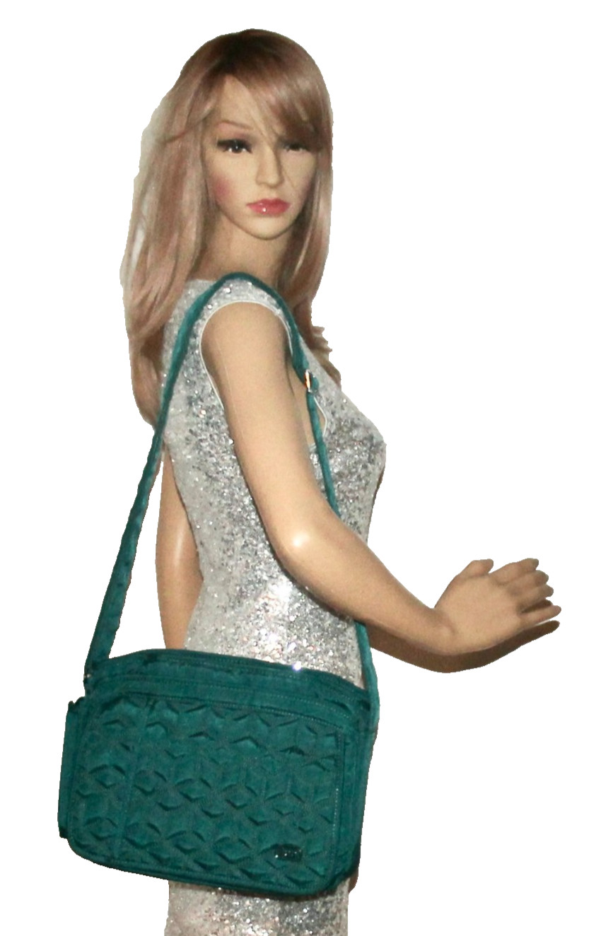 LUG Wings RFID Crossbody Bag Brushed Teal Polyester Quilted Front
