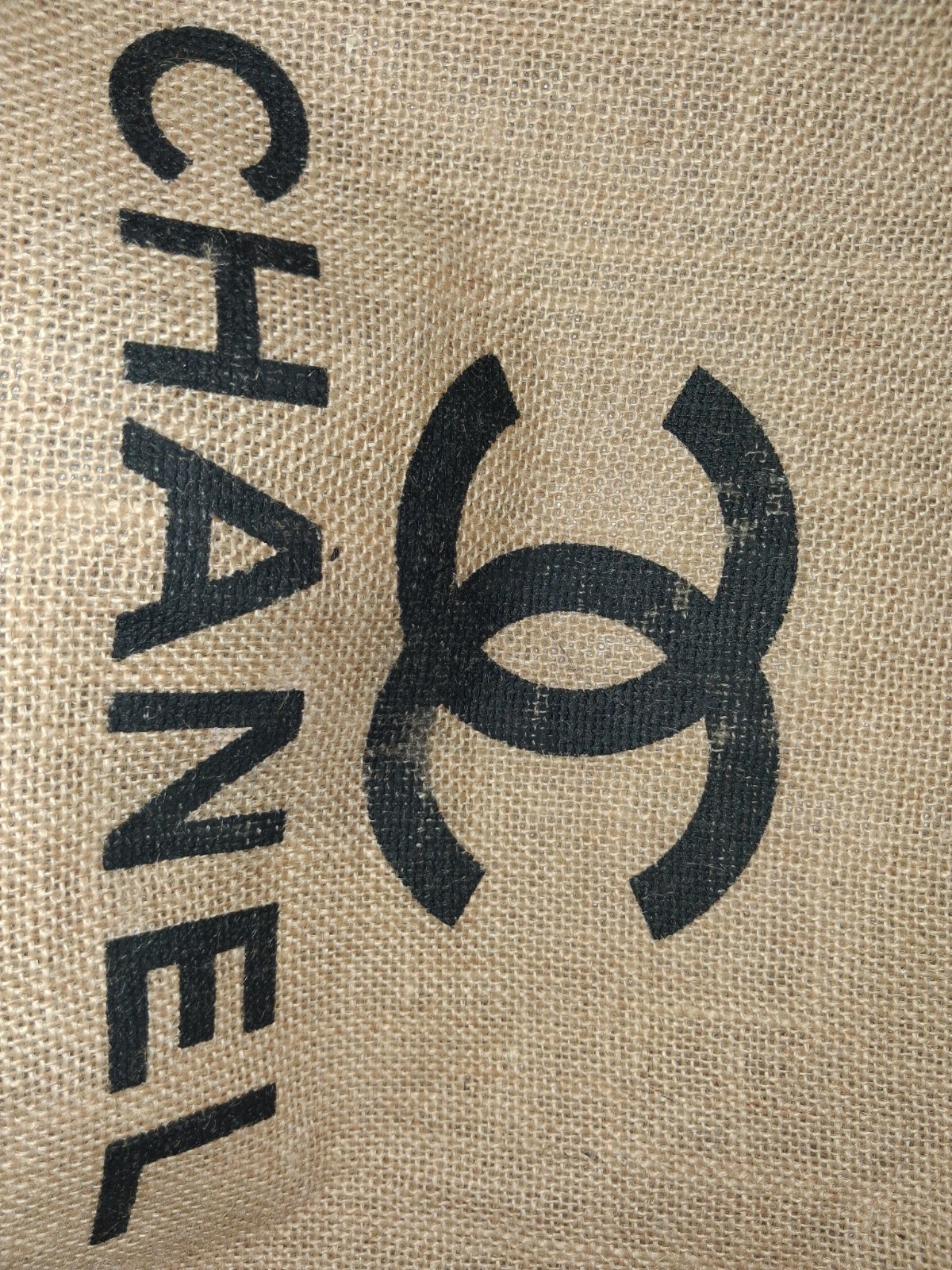 Chanel Beige KHAKI burlap Beach Sand Tote Purse Bag TBF vegan jute