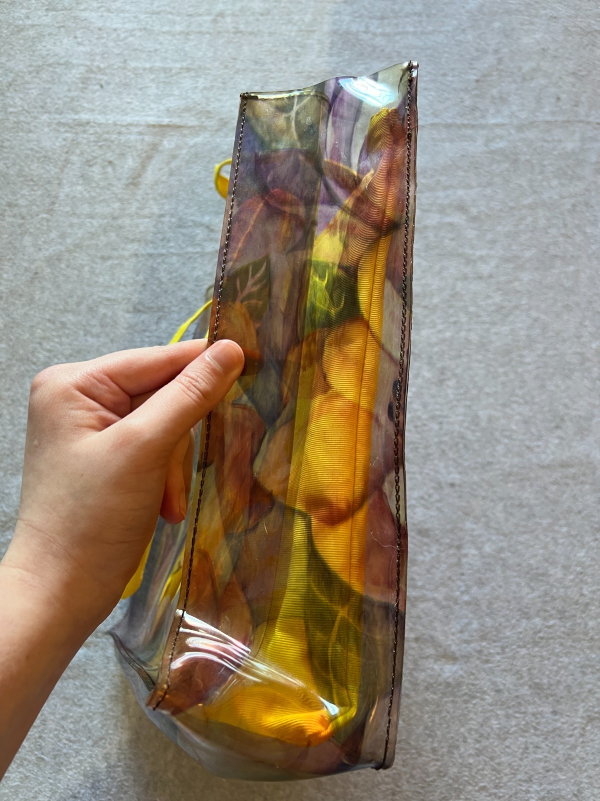 Preston & York Clear Vinyl Tote Bag Yellow Floral Made in Italy Jelly Beach Bag