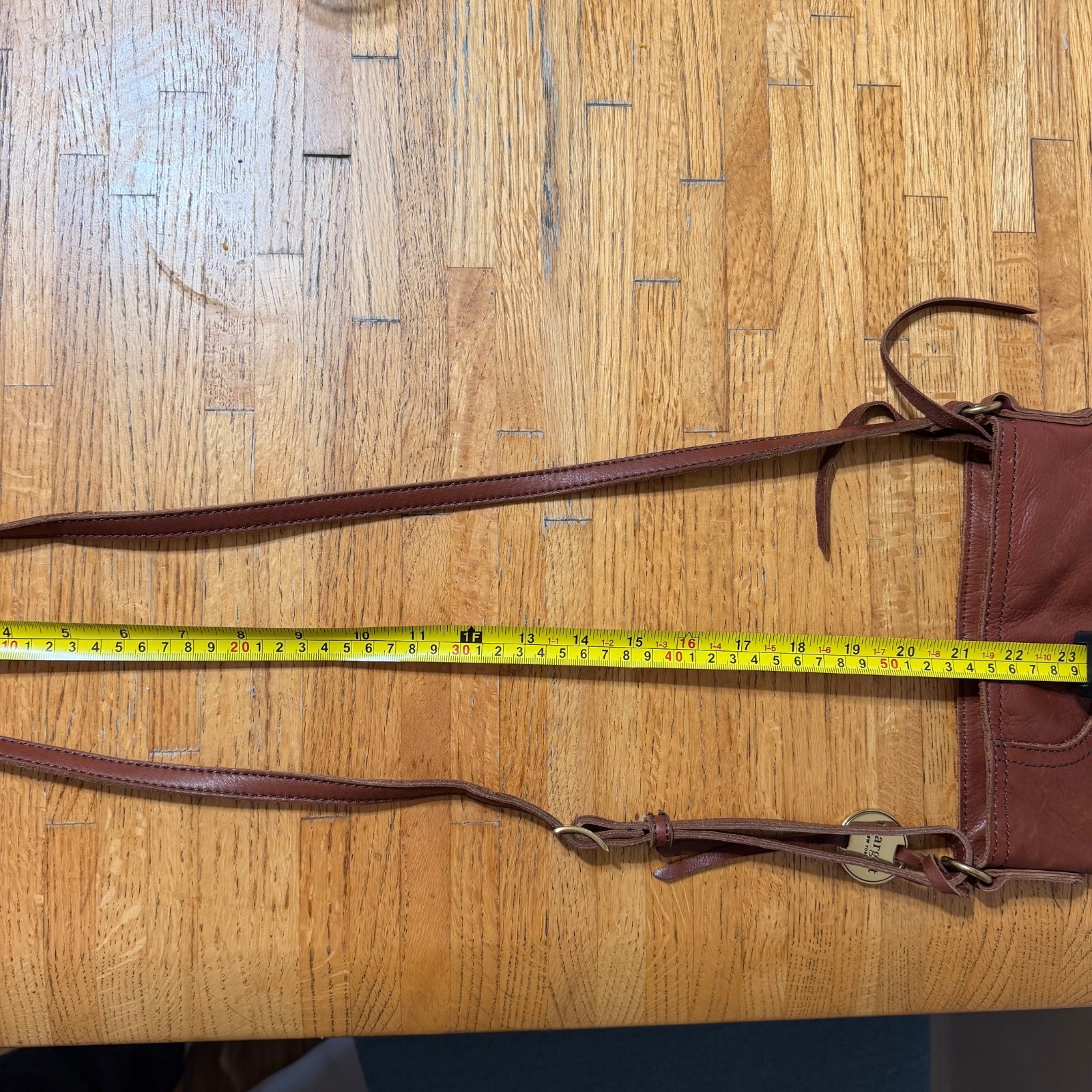 Margot New York Brandy Leather Split Pocket Crossbody Bag MSRP $125 NWOT