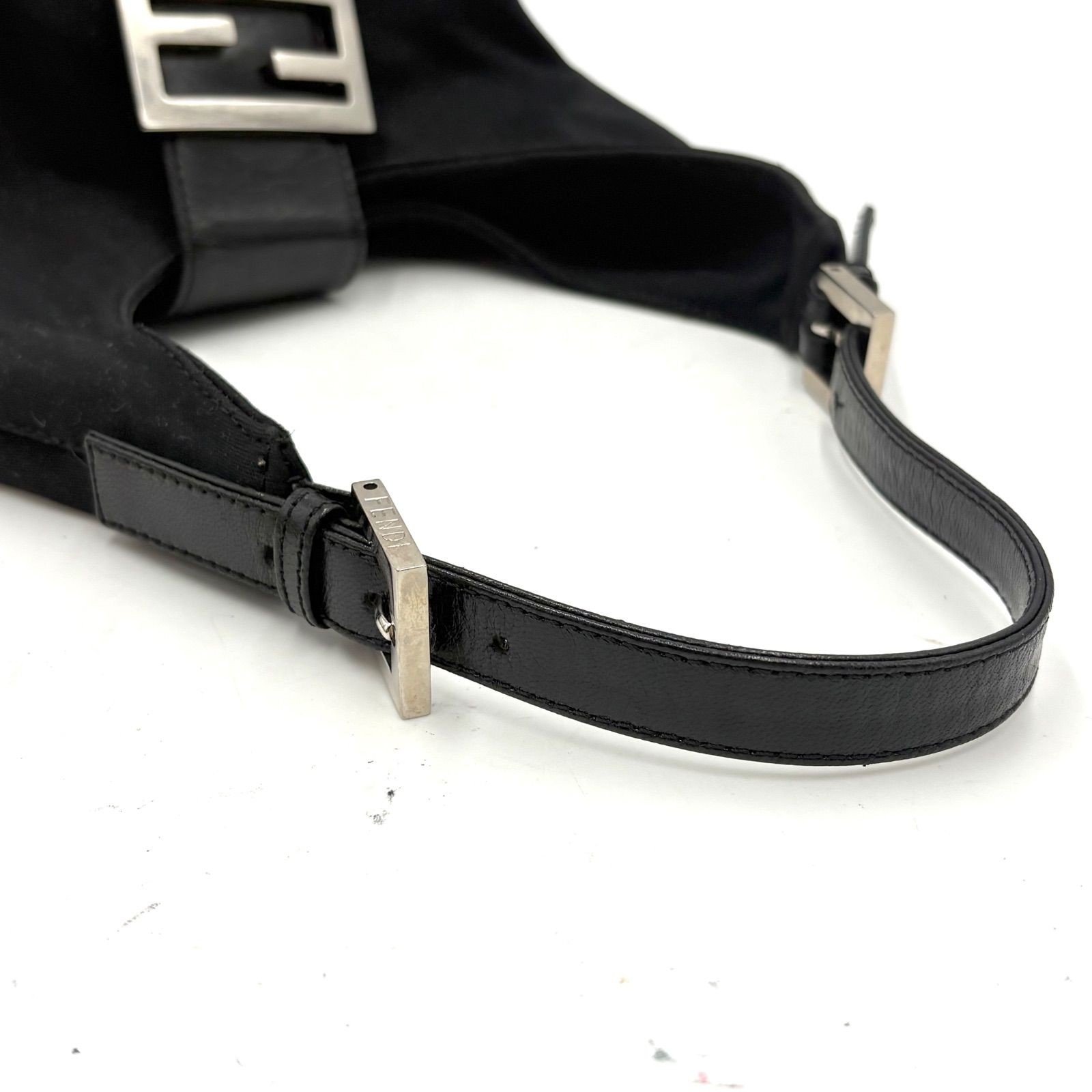 Auth FENDI Mamma Bucket Cotton Jersey Shoulder Bag, Black, 26686 2Y9857