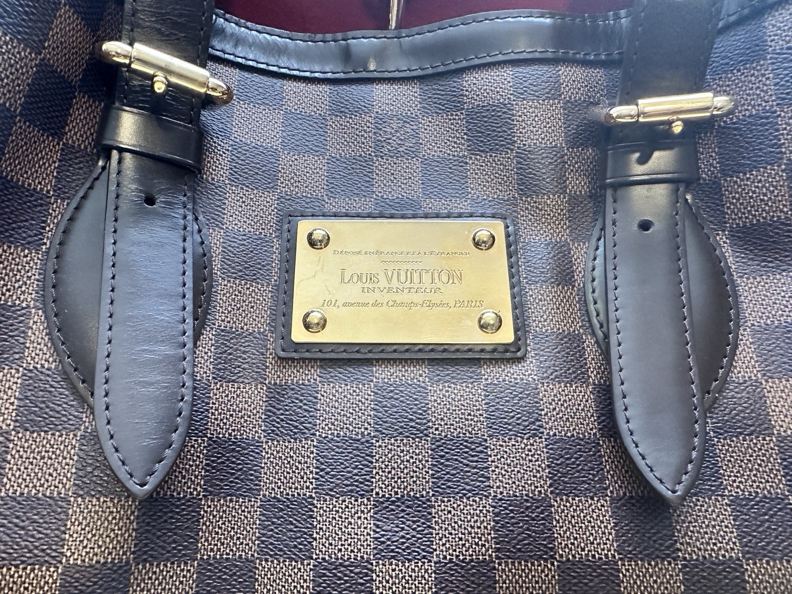 LOUIS VUITTON AUTHENTIC Hampstead MM DamierEbene Brown Tote