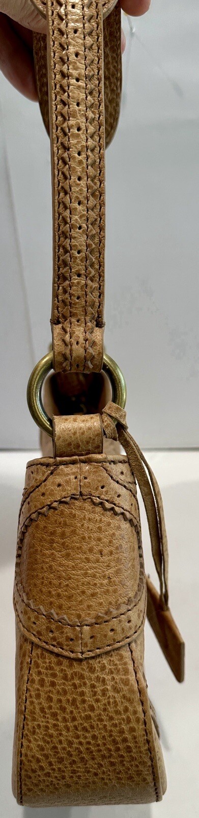 Via Spiga Camel Tan Kilt Front Pebbled Leather Small Shoulder Bag EUC A++ 11