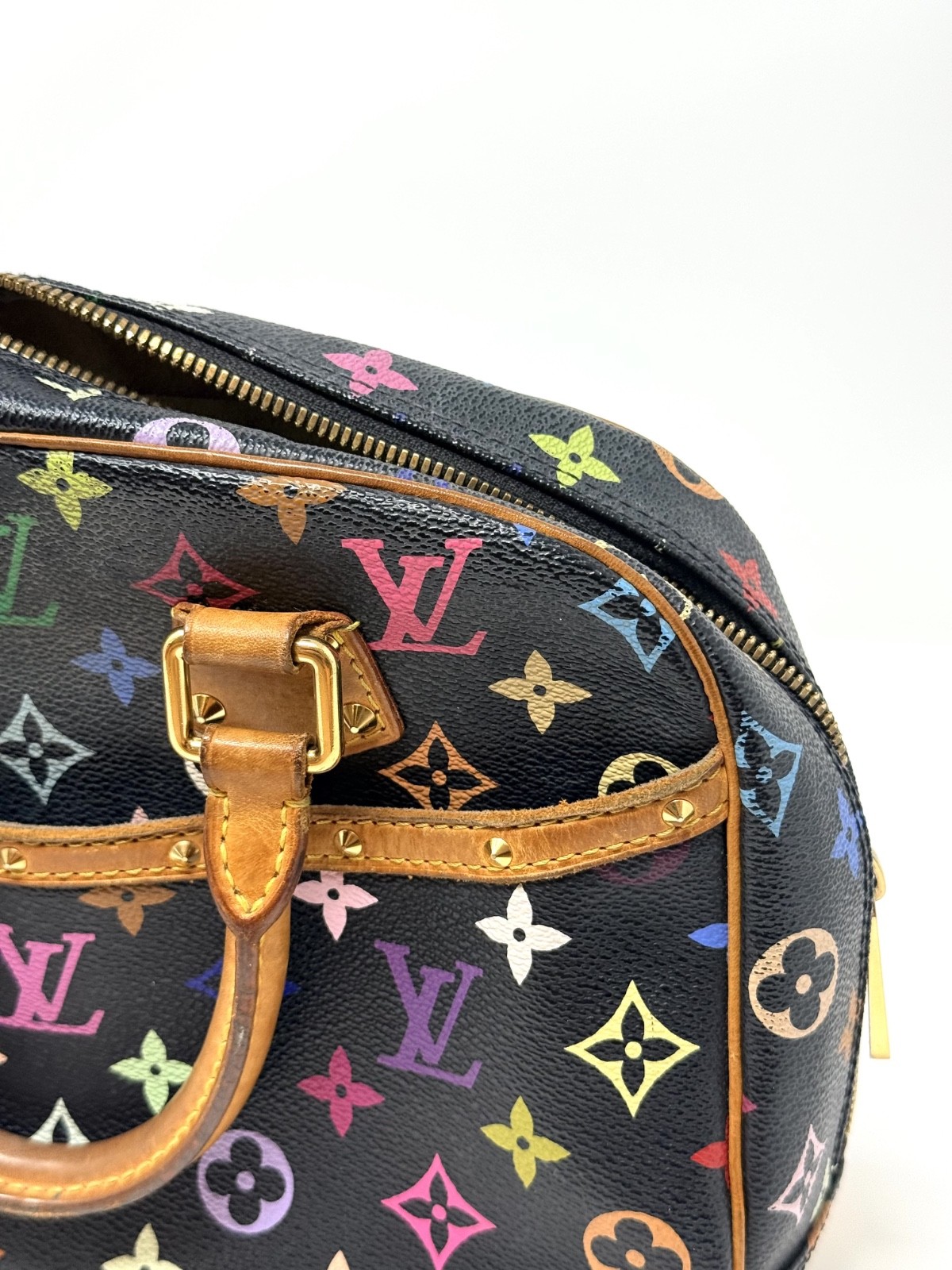 Louis Vuitton Trouville Black Multicolor Monogram Murakami Satchel Bag
