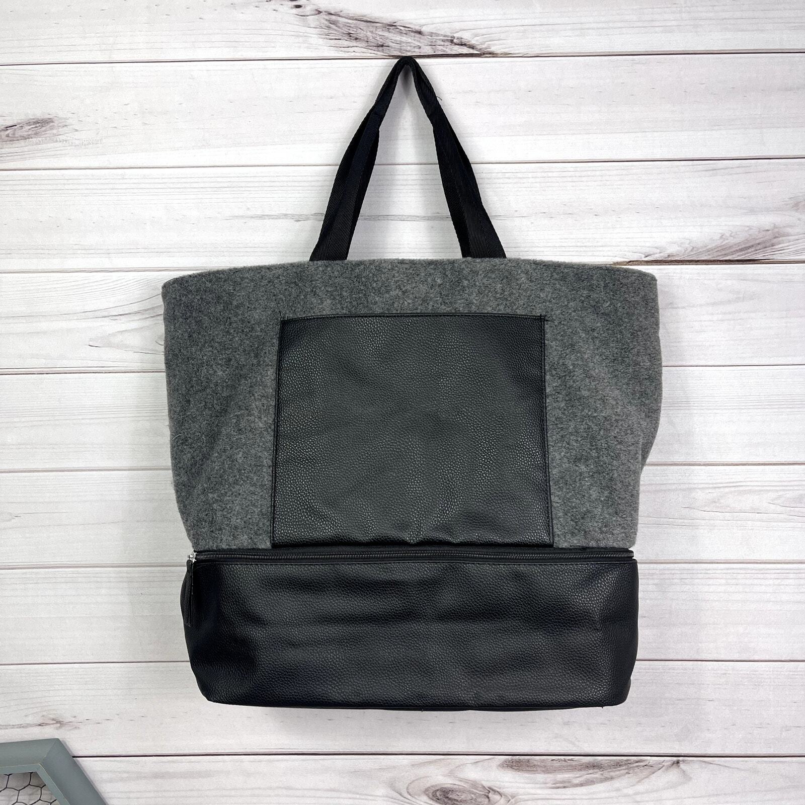 DSW Felt Weekender Tote Overnight Travel Bag With Shoe Compartment Gray