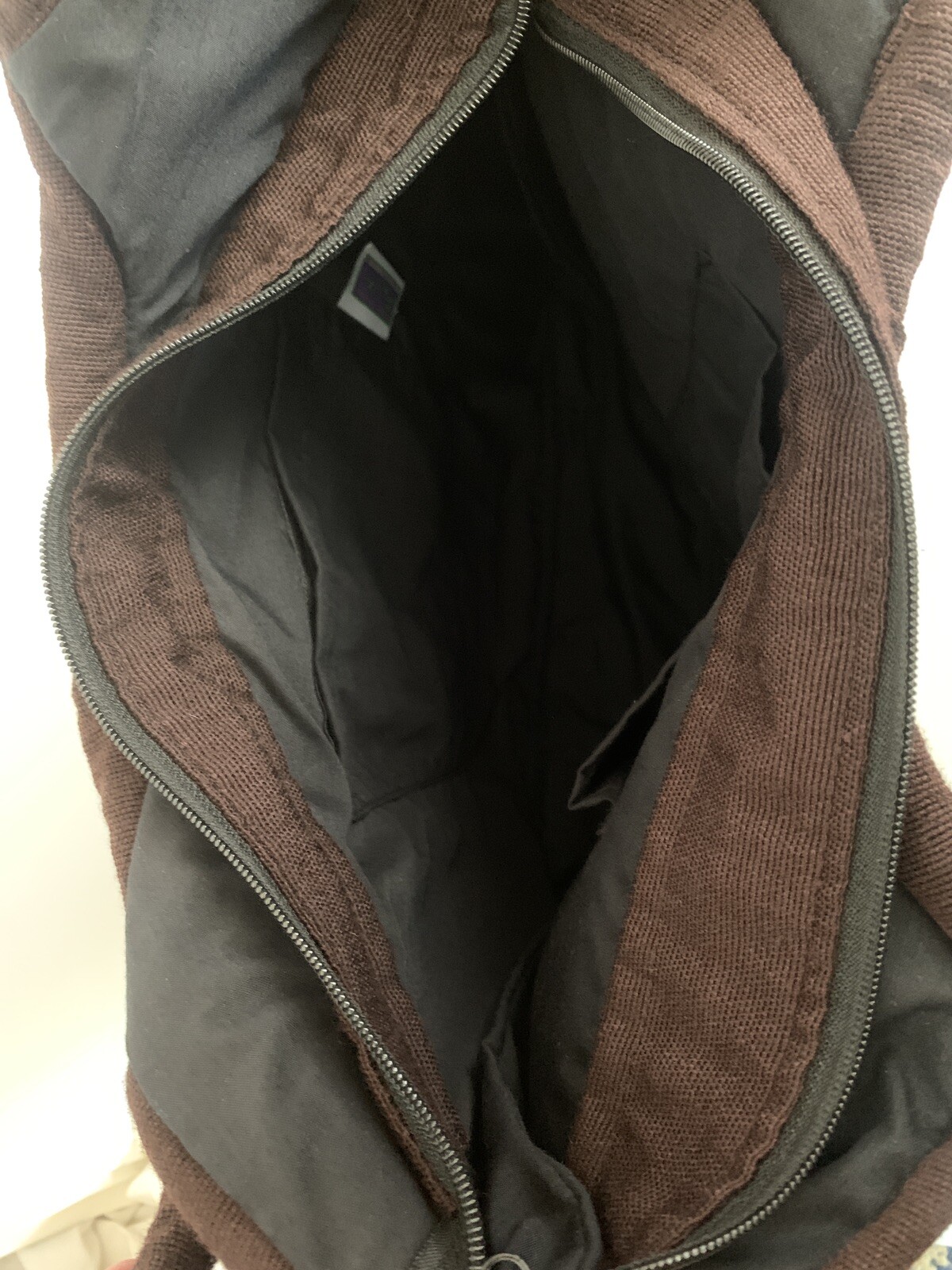 Embroidered Guatemala Cotton Bag Market Tote Brown Multi Color 16″ x 16″ X 4″